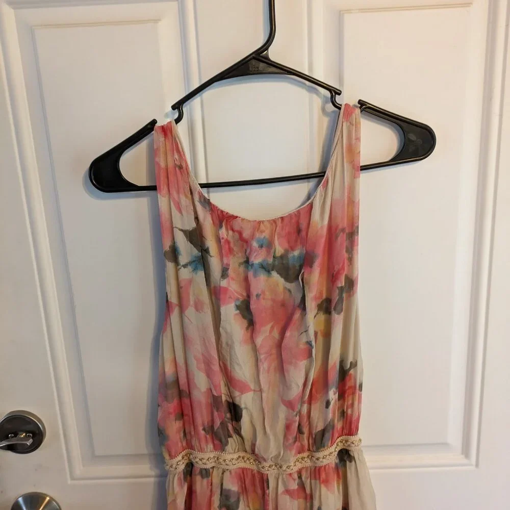 Prontomoda Giusy Watercolor Floral Floor Length Silk Maxi Dress Size Medium - Picture 7 of 11